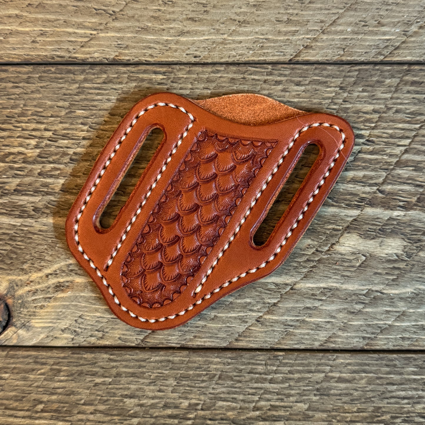 Dragonskin Leather Trapper Knife Sheath - Chestnut