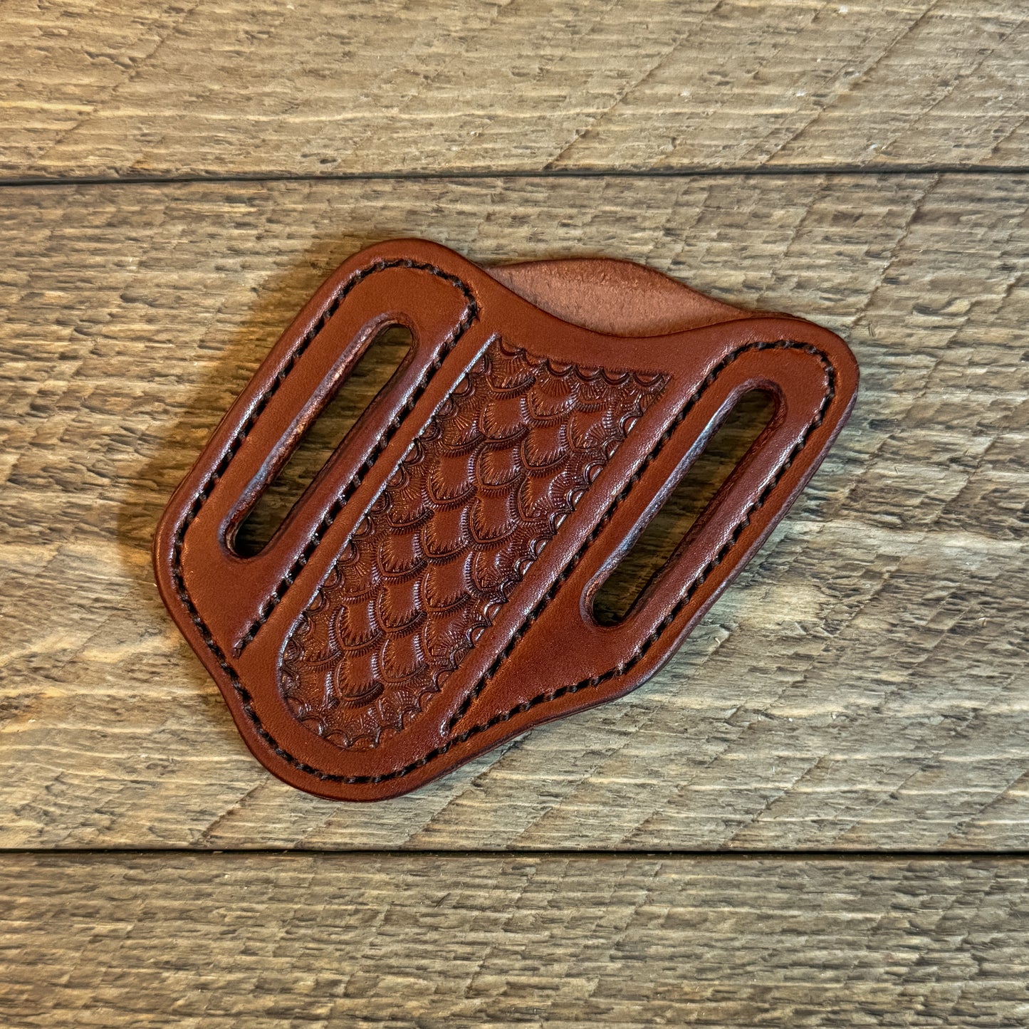 Dragonskin Leather Trapper Knife Sheath - Chocolate