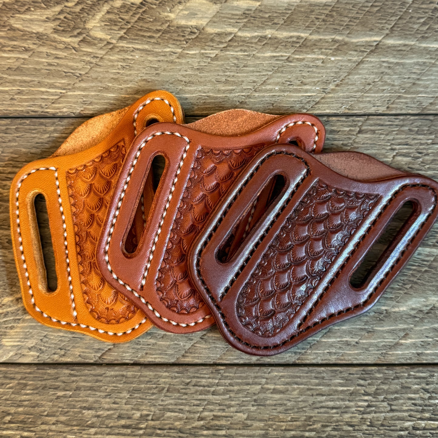 Dragonskin Leather Trapper Knife Sheath - Russet