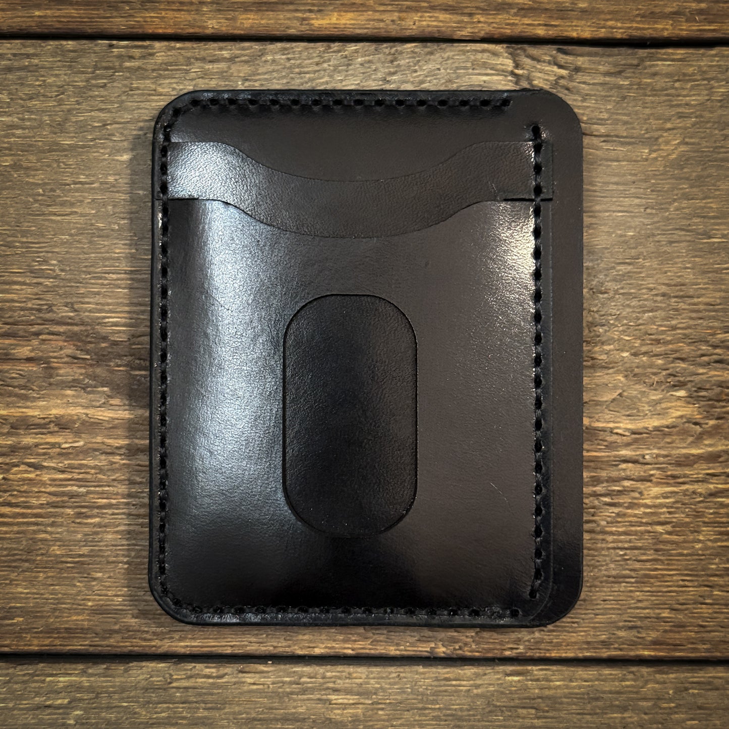 Vertical Minimalist Card Sleeve Wallet - Black