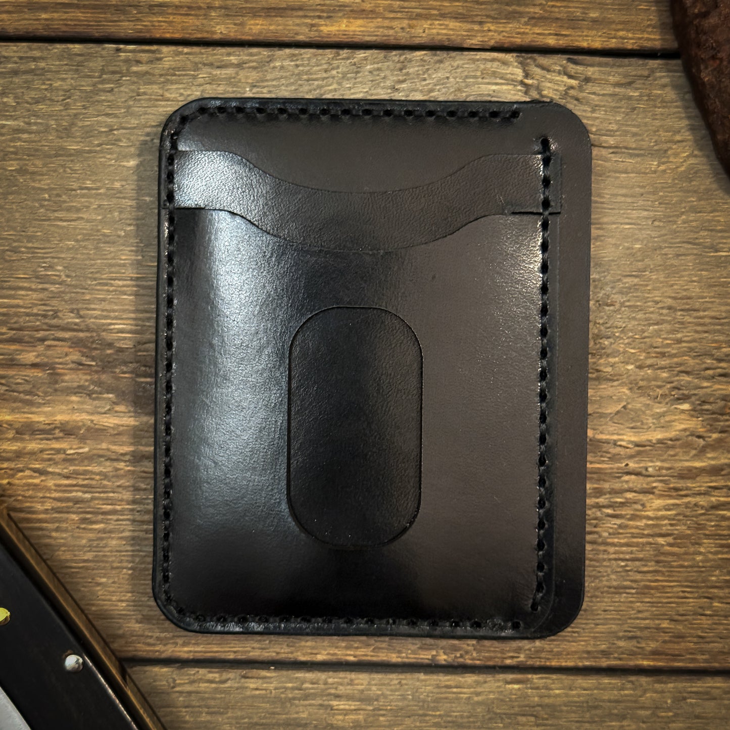 Vertical Minimalist Card Sleeve Wallet - Black