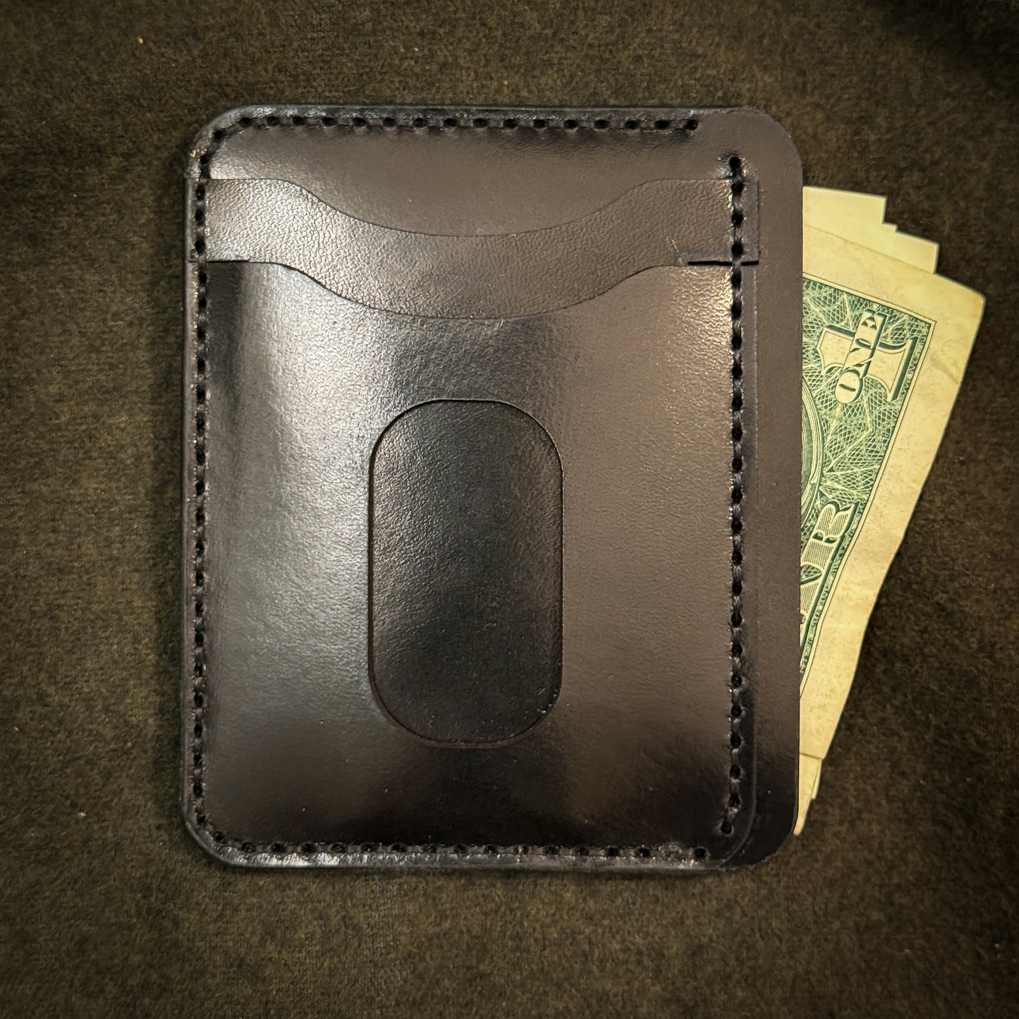 Vertical Minimalist Card Sleeve Wallet - Black