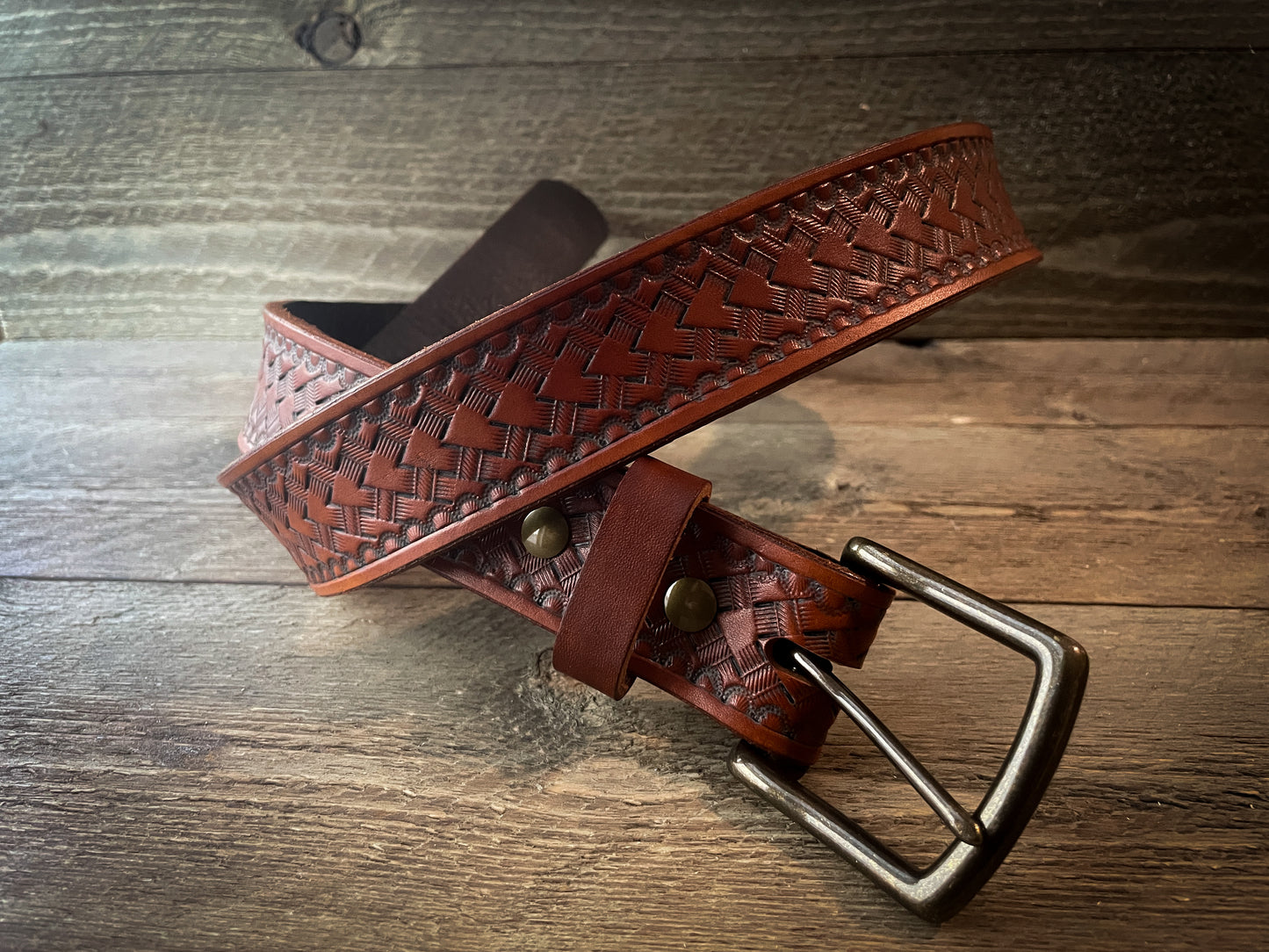 Arrowhead Tooled Leather Belt